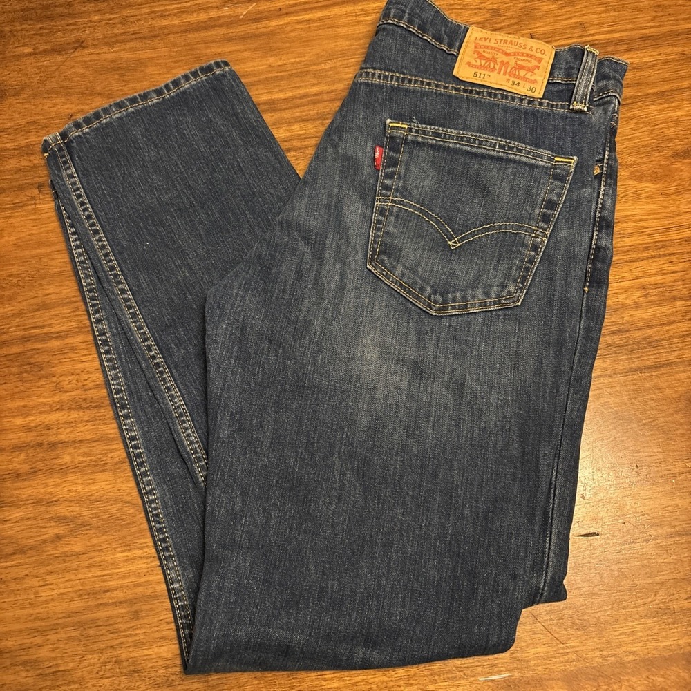 Levi's 511 Slim Straight Jeans Mens 34x30 Blue Denim Medium Wash Casual Classic